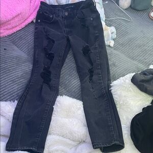 Aeropostale Black Distressed Straight Leg Jeans
